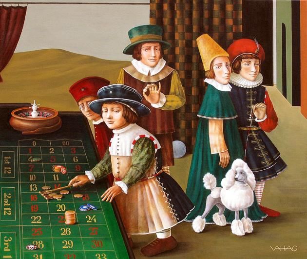 Painting titled "Gamblers" by Vahagn H, Original Artwork, Acrylic