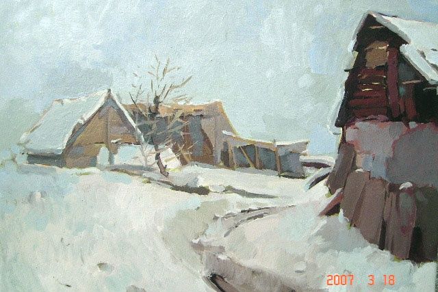 Painting titled "Winter" by Vahe Yeremyan, Original Artwork