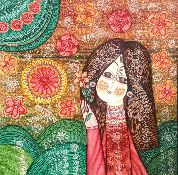 Картина под названием "Nice day (40x40cm,…" - Vahramyan, Подлинное произведение искусства, Масло Установлен на Подрамник