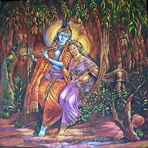 Painting titled "Radha Krishna" by Vaishali Ambekar, Original Artwork