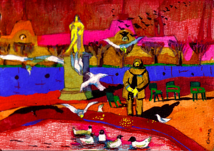 Peinture intitulée "Le Jardin des Tuile…" par Vakarelova Emma, Œuvre d'art originale, Aquarelle