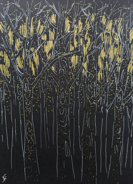 Dessin intitulée "FAIRY FOREST - abst…" par Alona Vakhmistrova, Œuvre d'art originale, Stylo gel