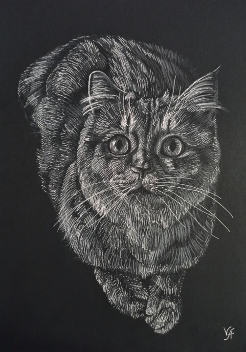 Drawing titled "CUTE CAT - small dr…" by Alona Vakhmistrova, Original Artwork, Pencil