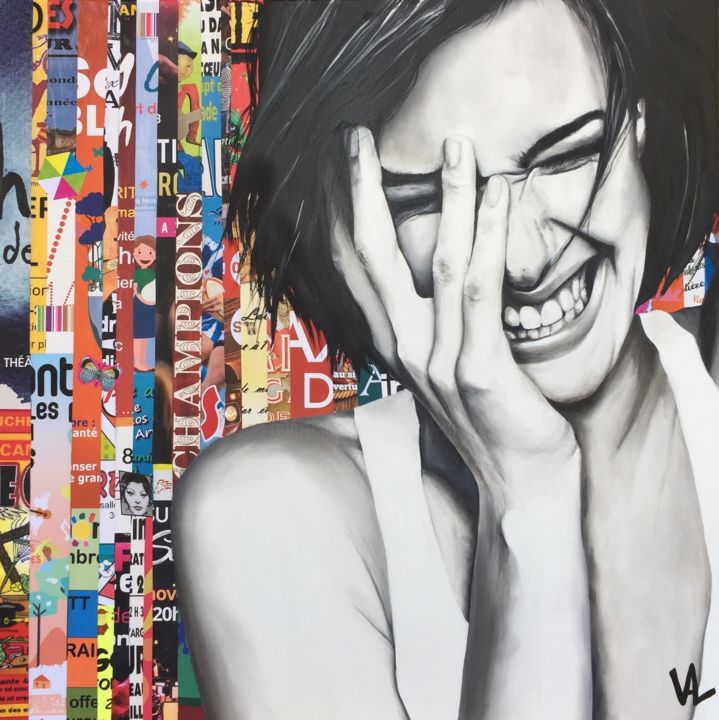 Painting titled "Rire ou ne pas être" by Val Escoubet, Original Artwork, Paper