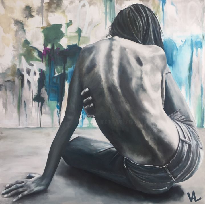 Peinture intitulée "Better from behind" par Val Escoubet, Œuvre d'art originale, Huile