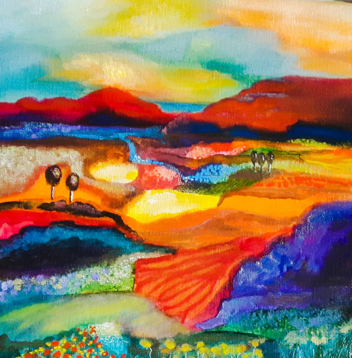 Peinture intitulée "voyage interieur 1" par Valerie Nunes, Œuvre d'art originale, Acrylique