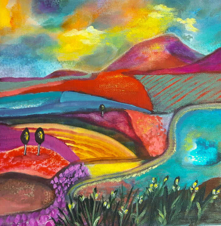 Malerei mit dem Titel "Paysage interieur 14" von Valerie Nunes, Original-Kunstwerk, Acryl