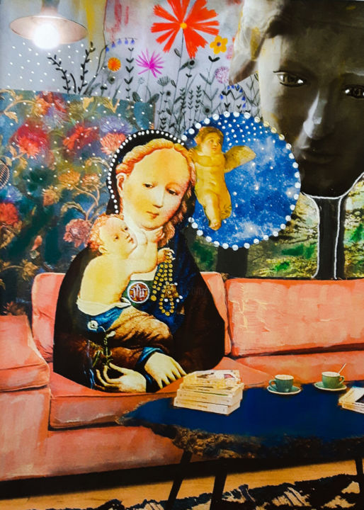 Collages titled "rêve 6" by Valerie Nunes, Original Artwork, Collages Mounted on Cardboard