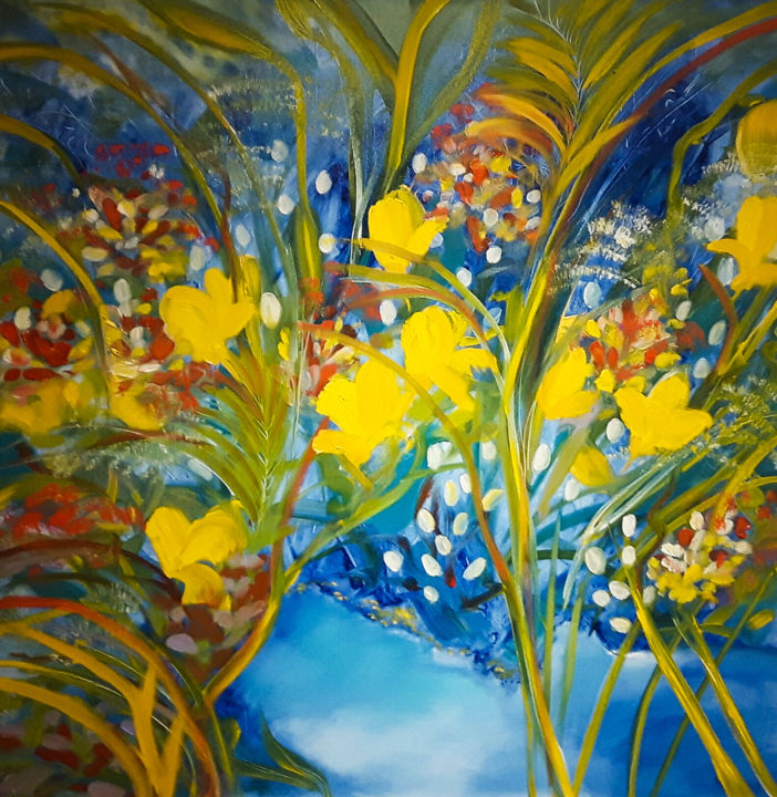 Peinture intitulée "l'âme d'un jardin 3" par Valerie Nunes, Œuvre d'art originale, Huile