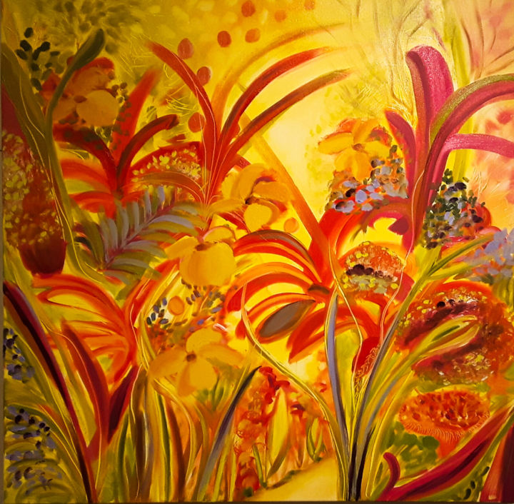 Peinture intitulée "l'âme d'un jardin 4" par Valerie Nunes, Œuvre d'art originale, Huile