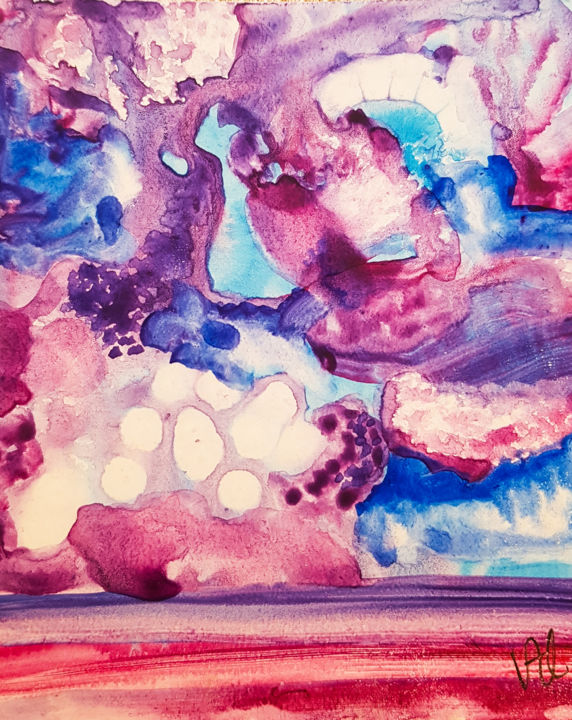 Painting titled "Pour Dominique B" by Valerie Nunes, Original Artwork, Watercolor