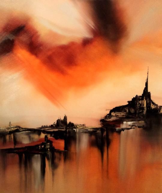 Peinture intitulée "Mont Saint Michel" par Valerie Nunes, Œuvre d'art originale, Huile