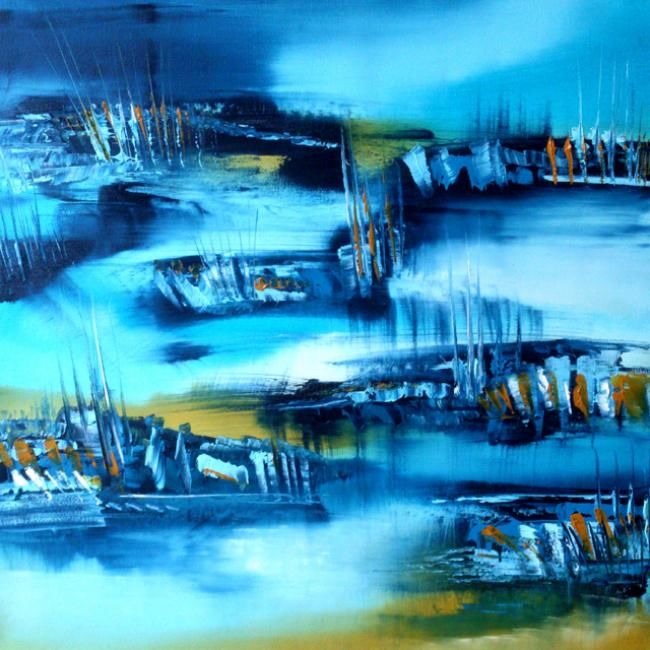 Peinture intitulée "Les eaux" par Valerie Nunes, Œuvre d'art originale, Huile