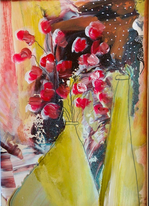 Peinture intitulée "Pot à fleur" par Valerie Nunes, Œuvre d'art originale, Acrylique