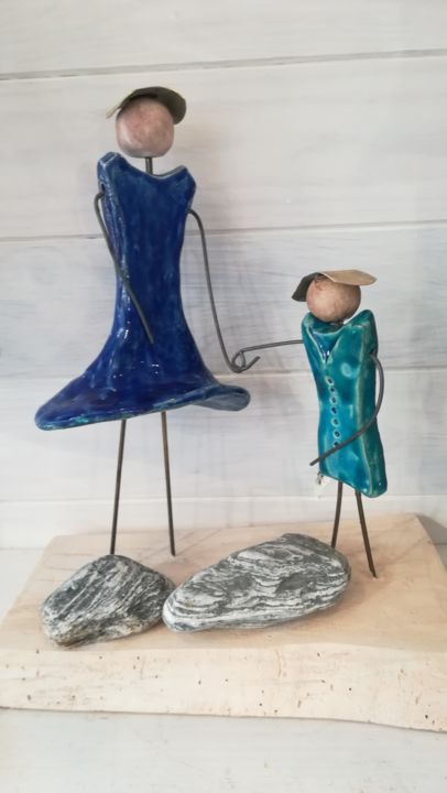 Sculpture titled ""Balade sur la côte"" by Valerie Perron, Original Artwork, Ceramics