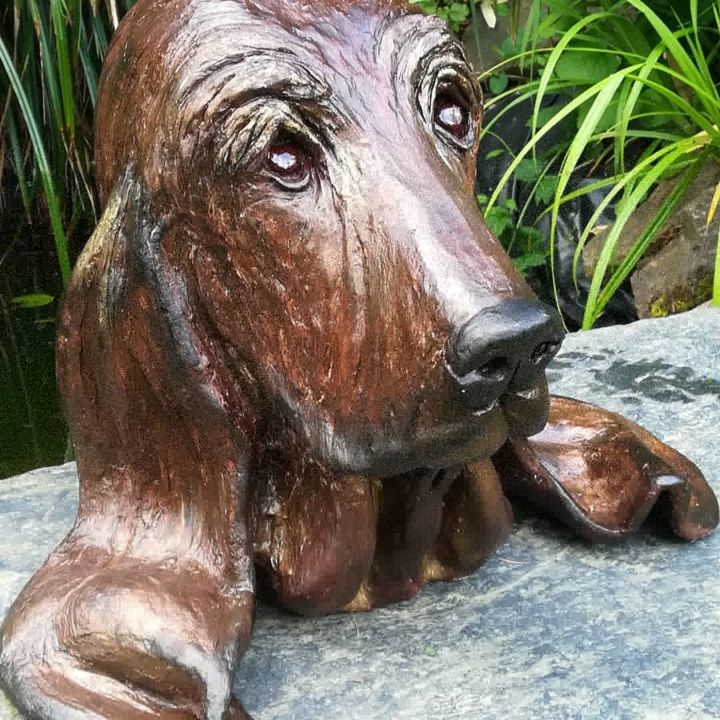 Sculpture intitulée "Sculpture chien - L…" par Valerie Perron, Œuvre d'art originale, Céramique