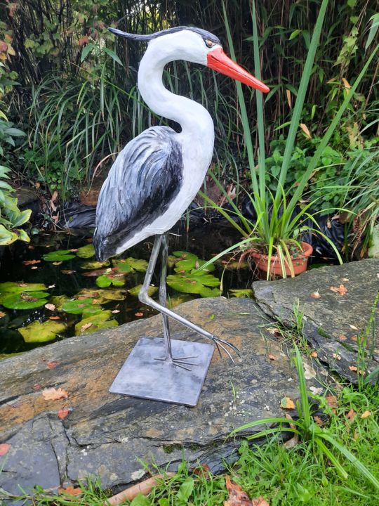 Escultura titulada "LE HERON" por Valerie Perron, Obra de arte original, Cerámica