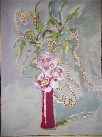 Painting titled "Floralies zen" by Valbrun, Original Artwork, Oil