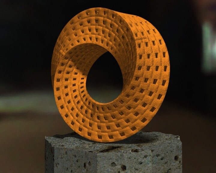 Digital Arts titled "Orange Circle" by Valdecir Balogo, Original Artwork, 3D Modeling