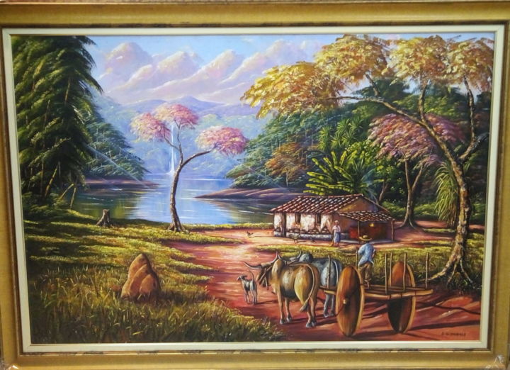 Pintura intitulada "CARRO DE BOI" por S. Guimarães, Obras de arte originais, Acrílico