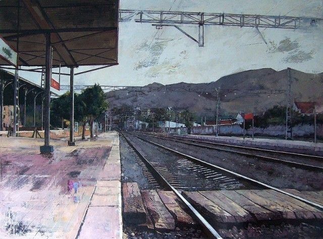 Pintura titulada "Estación de Alora" por Jose Antonio Gomez Valderrama, Obra de arte original