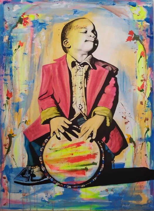 Картина под названием "Un niño cubano del…" - Valdés, Подлинное произведение искусства, Акрил