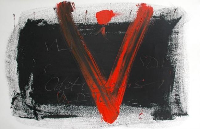 Pittura intitolato "RED V" da Veliu, Opera d'arte originale