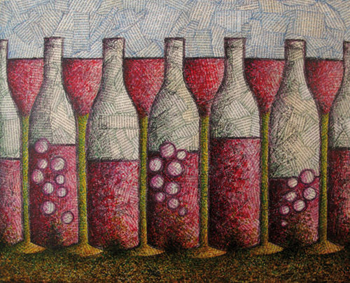 Collages intitulée "Les Racines du Vin…" par Val D'Off, Œuvre d'art originale, Autre