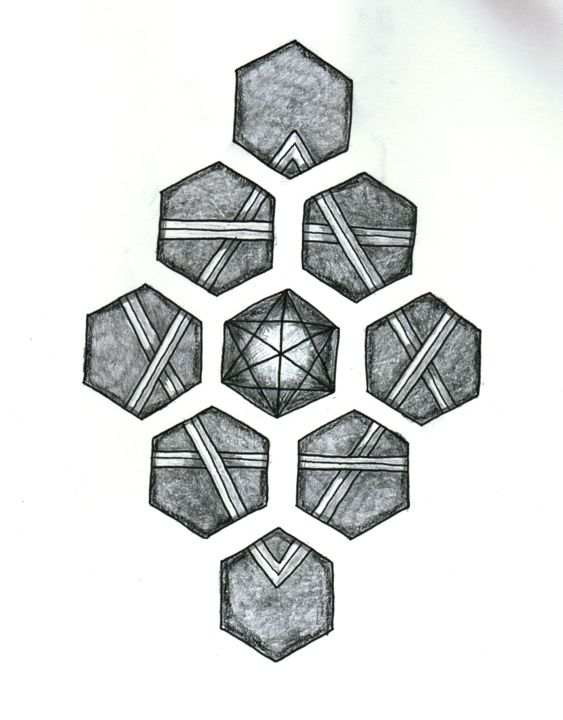 Drawing titled "Geometrique" by Valentine Fasquel, Original Artwork