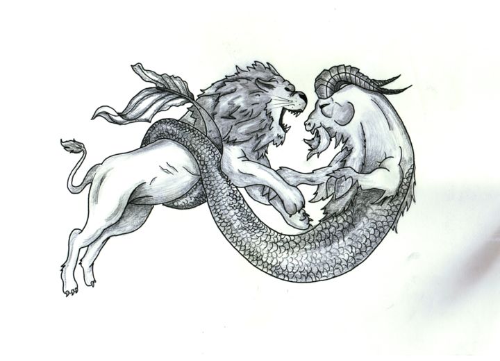 Lion Capricorne Drawing By Valentine Fasquel Artmajeur Lion Capricorne Drawing By Valentine Fasquel Artmajeur