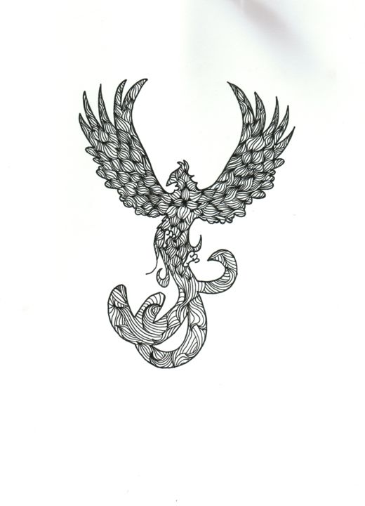 Drawing titled "Phoenix" by Valentine Fasquel, Original Artwork