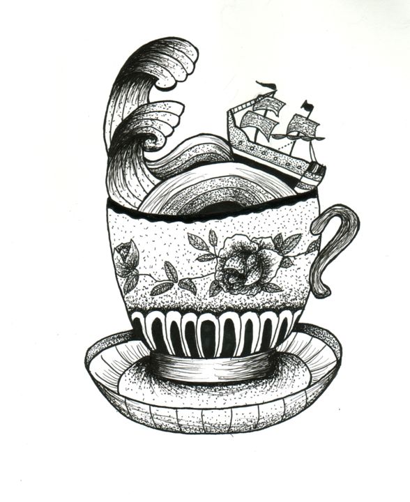 Dibujo titulada "Tasse" por Valentine Fasquel, Obra de arte original