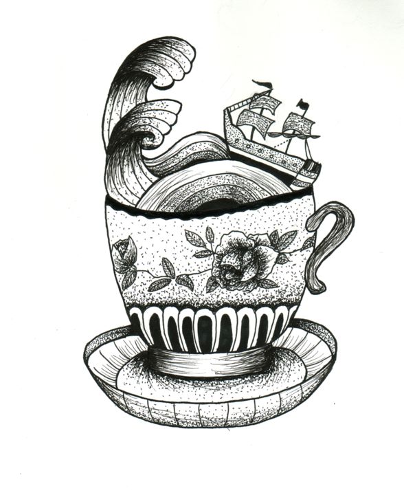 Dessin intitulée "Tasse" par Valentine Fasquel, Œuvre d'art originale