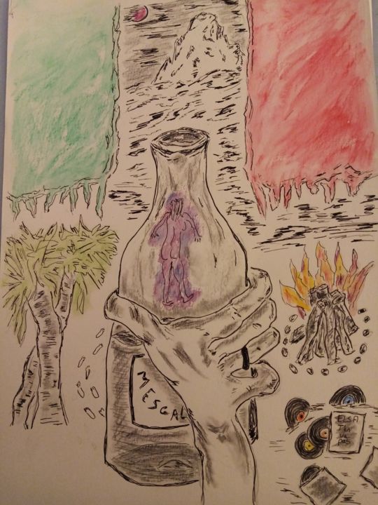 Dessin intitulée "Mexican love" par Valentin Denninger, Œuvre d'art originale, Crayon
