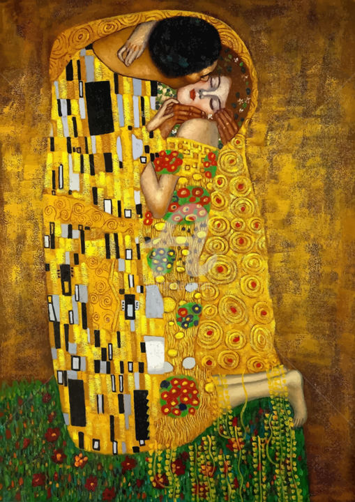 Digitale Kunst getiteld "Gustav Klimt, The K…" door Valentin Vali, Origineel Kunstwerk, 2D Digital Work
