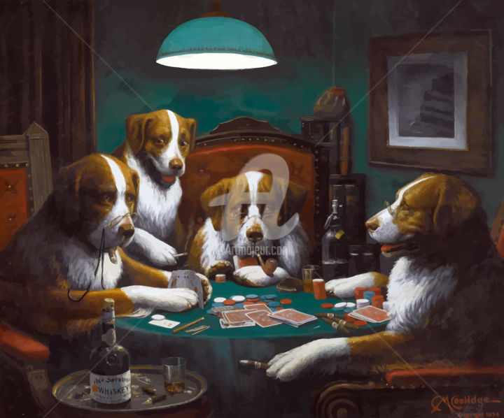 Arts numériques intitulée "Poker Game 1894 Cas…" par Valentin Vali, Œuvre d'art originale, Travail numérique 2D