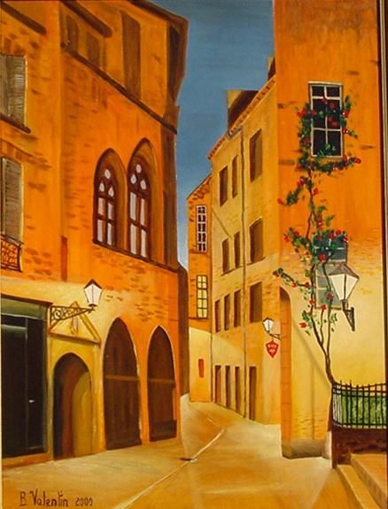 Malerei mit dem Titel "Sarlat" von Bernard Valentin, Original-Kunstwerk