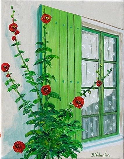 Peinture intitulée "La fenêtre verte" par Bernard Valentin, Œuvre d'art originale