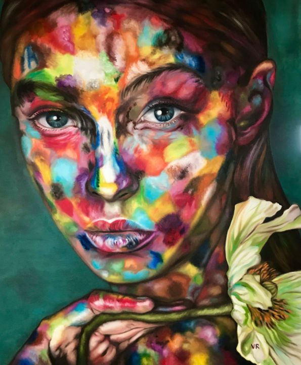 Painting titled "Eva in colors" by Valentina Andrees, Original Artwork, Oil