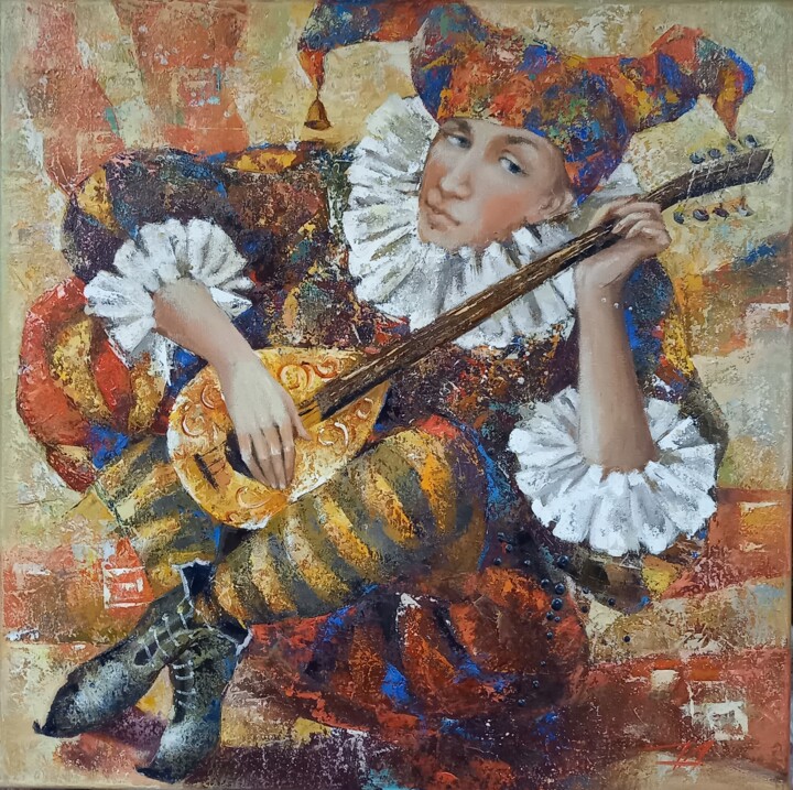 Malarstwo zatytułowany „Arlequin” autorstwa Valentina Audariene, Oryginalna praca, Olej