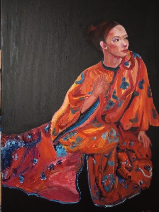 Painting titled "Kimono" by Valentina Baicuianu, Original Artwork, Oil