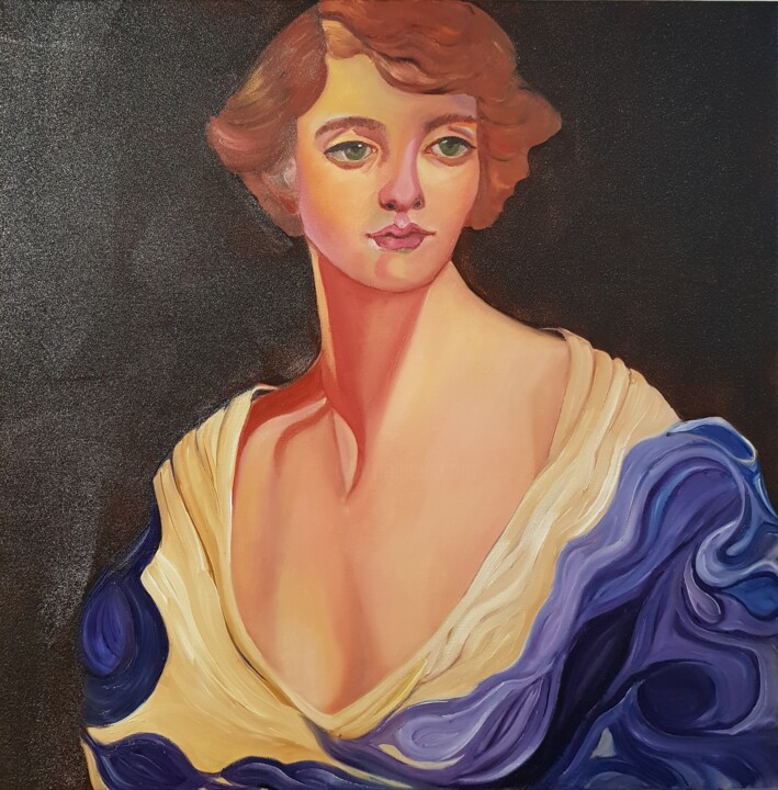 Painting titled "Portrait of a woman" by Valentina Baicuianu, Original Artwork, Oil