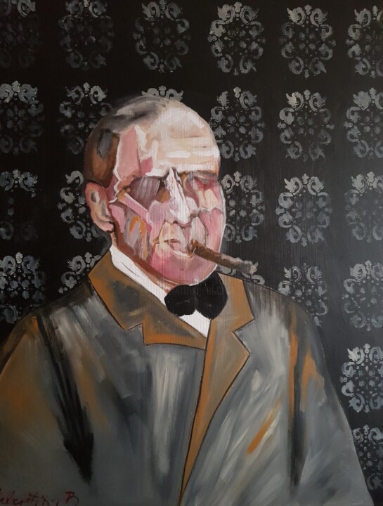 Malarstwo zatytułowany „Churchill” autorstwa Valentina Baicuianu, Oryginalna praca, Akryl