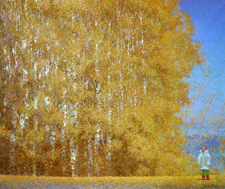 Painting titled ""Золотая осень"" by Valentina Cernyh, Original Artwork, Oil