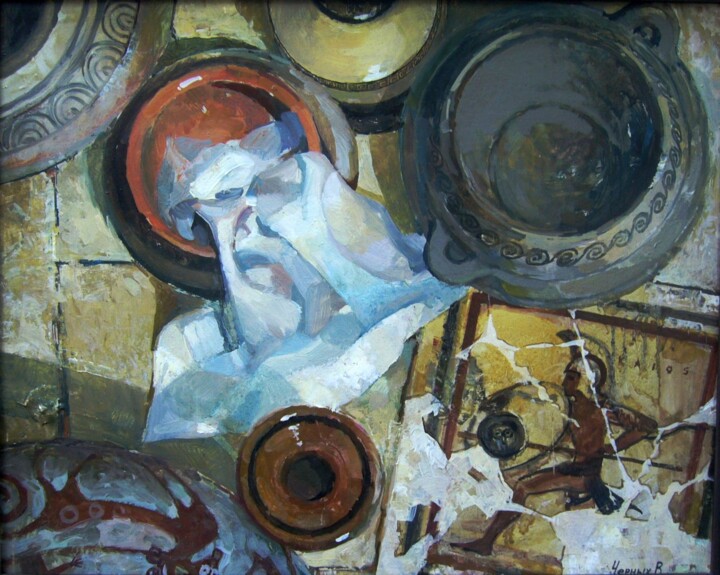 Painting titled ""Греческий натюрмор…" by Valentina Cernyh, Original Artwork, Oil