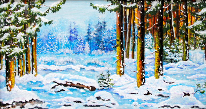 Peinture intitulée "Winter" par Valentina Tsurikova, Œuvre d'art originale, Acrylique