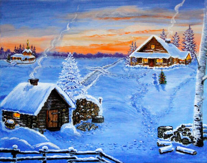 Peinture intitulée "Christmas Eve" par Valentina Tsurikova, Œuvre d'art originale, Acrylique