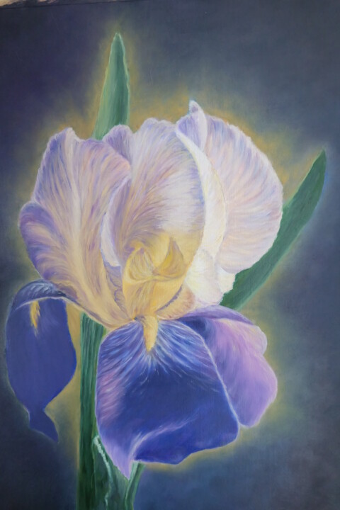 Painting titled "Iris" by Valentina Lazdina, Original Artwork, Oil
