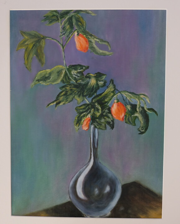 Malarstwo zatytułowany „Orange flower in a…” autorstwa Valentina Lazdina, Oryginalna praca, Olej
