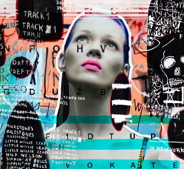 Цифровое искусство под названием "Kate Moss" - Valentina May, Подлинное произведение искусства, 2D Цифровая Работа